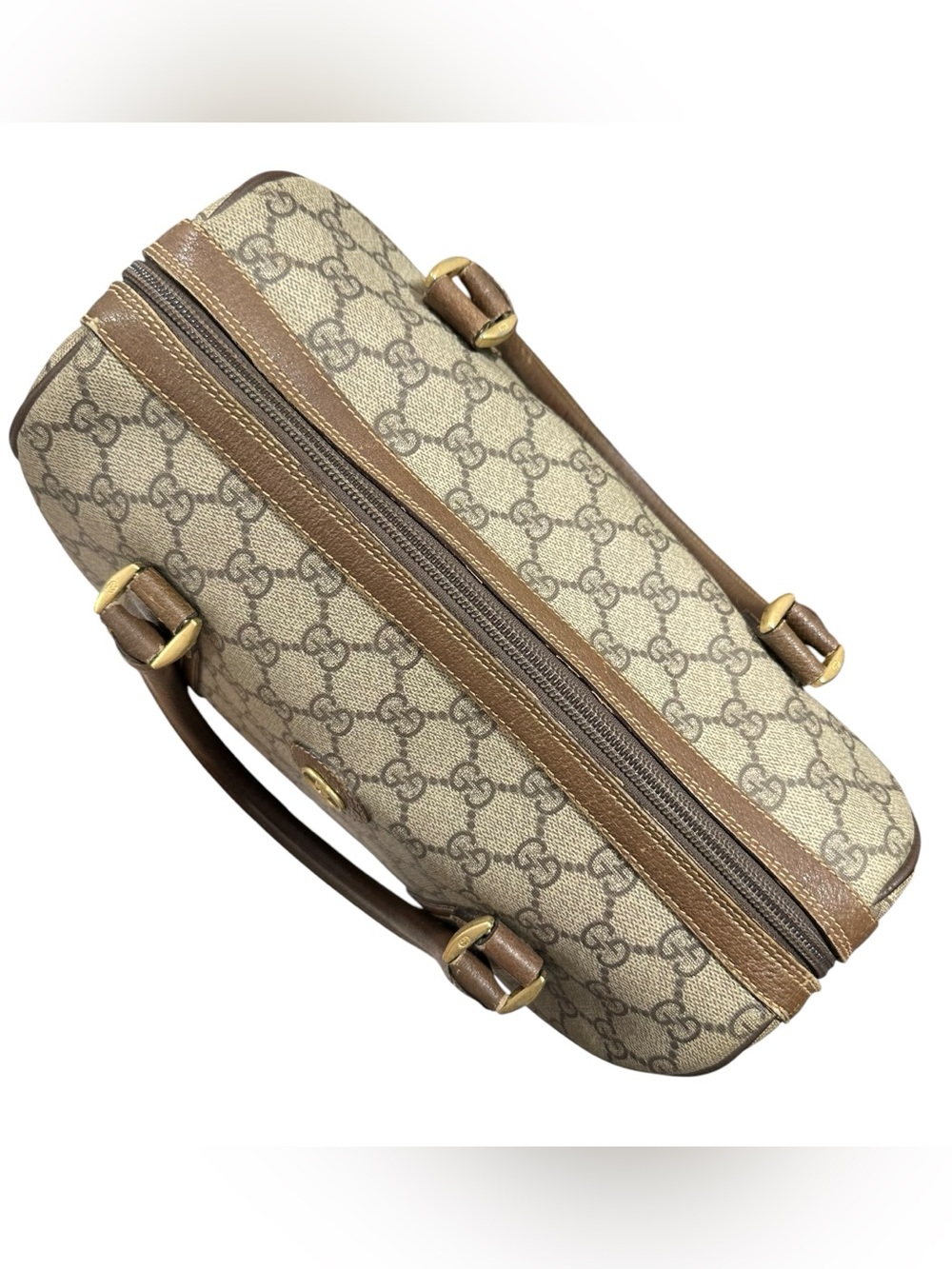 Gucci GG Supreme Web Canvas & Leather Sherry Stripe Boston Two Way Bag - Picture 6 of 16